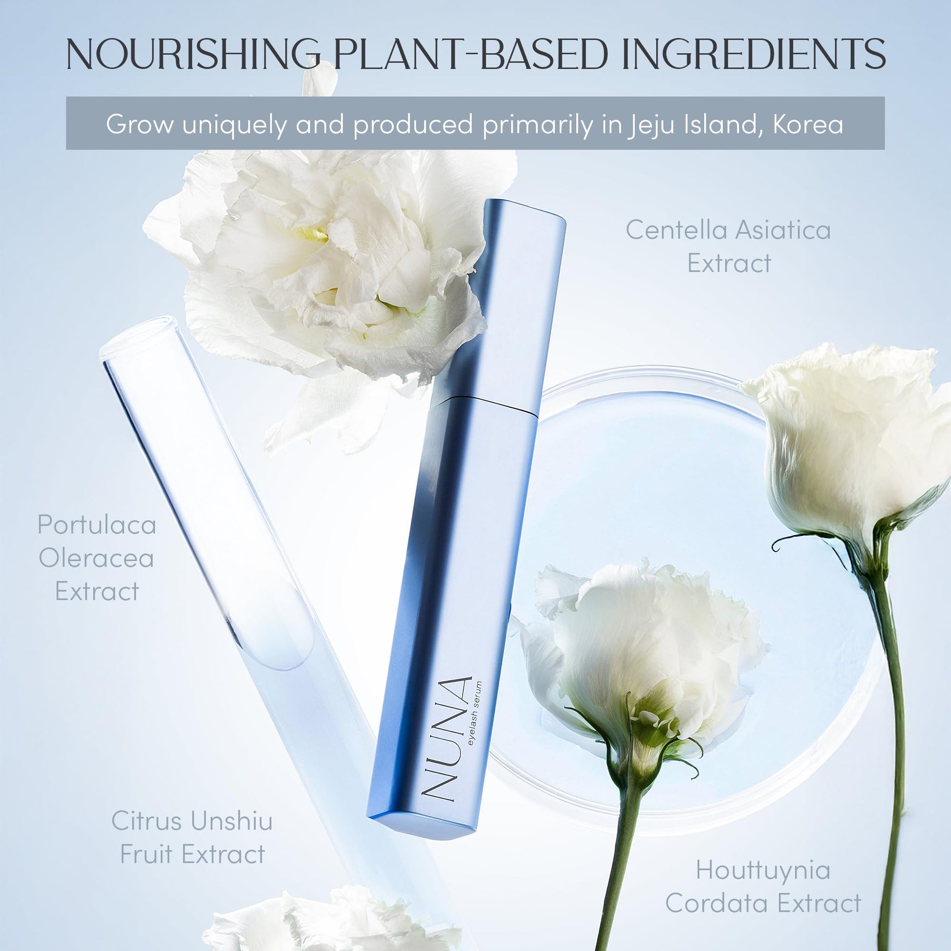 NUNA Eyelash Growth Support Serum 6ml – Eye Lash and Eyebrow Enhancing Serum for Women & Men with Biotin - Korean Multi Peptide & Natural Extracts – Promotes Fuller and Longer Lashes - 6 Month Supply - Available at All In One Marketplace Canada