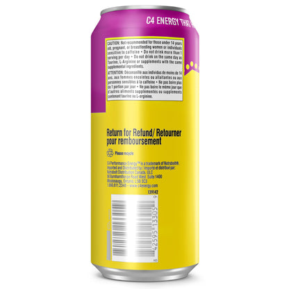 Cellucor C4 Performance Energy Drink, Grape Popsicle, Carbonated Sugar Free Drink with no Artificial Colours or Dyes, 473mL, 12 count