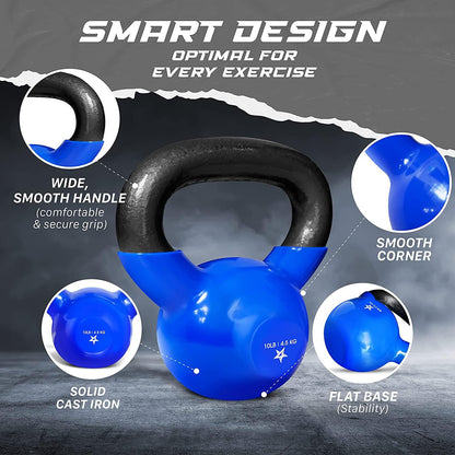 Yes4All Vinyl Coated Kettlebell Weights Set – Great for Full Body Workout and Strength Training – Vinyl Kettlebell 10 lbs