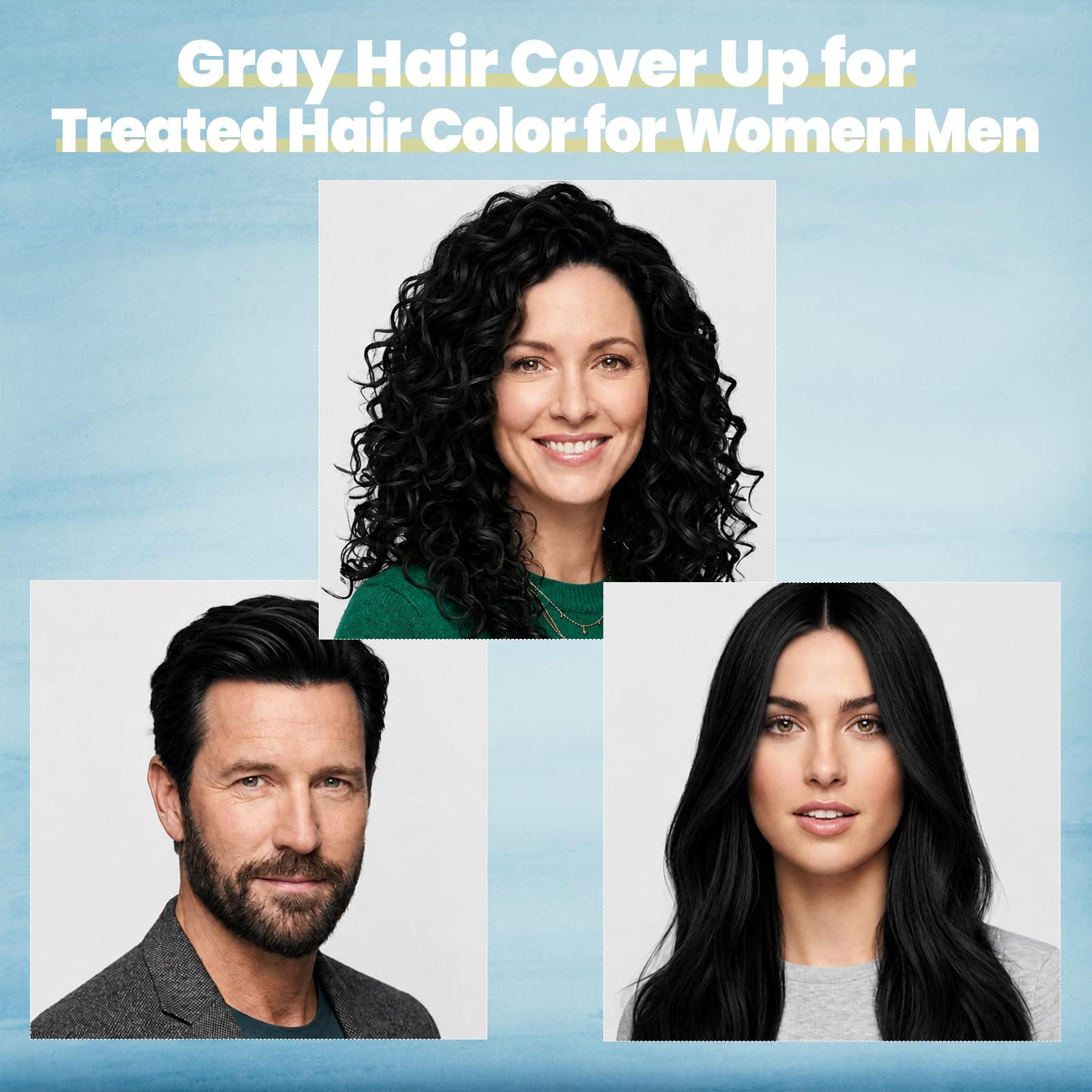 Black Hair Dye Shampoo 3 in 1, Natural Hair Dye Semi Permanent Hair Color shampoo, 100% Gray Hair Cover Up for Treated Hair Color for Women Men, 500ML - Available at All In One Marketplace Canada