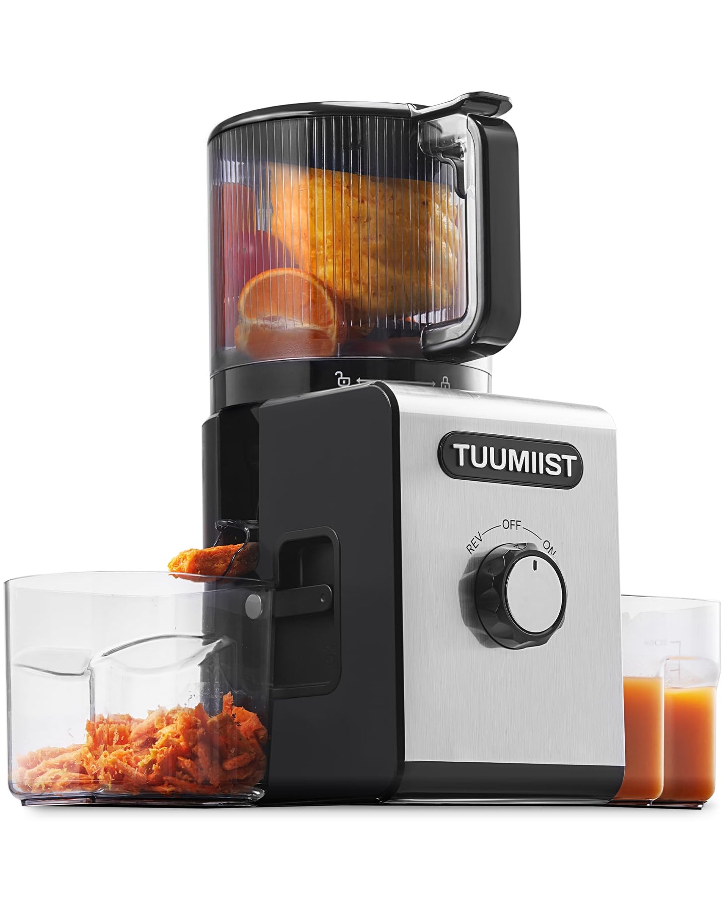 Juicer Machine, 6.5" Large Feed Chute Cold Press Juicer with 350W, Slow Masticating Juicer for Whole Vegetables & Fruits, High Juice Yield, Easy to Clean, Black - Available at All In One Marketplace Canada