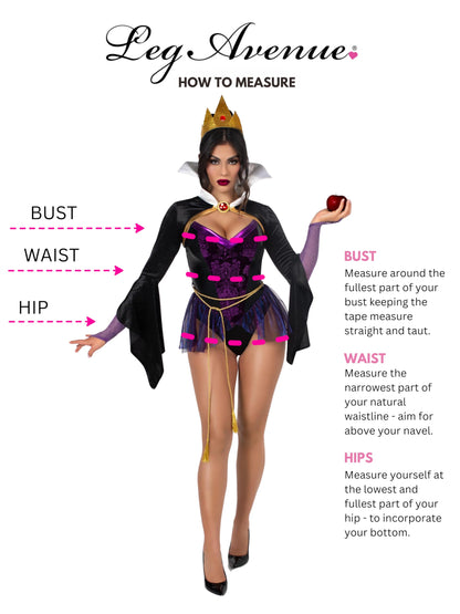 Leg Avenue Womens 4 Pc Poison Apple Queen Halloween Costume for Women, Black/Purple, Medium