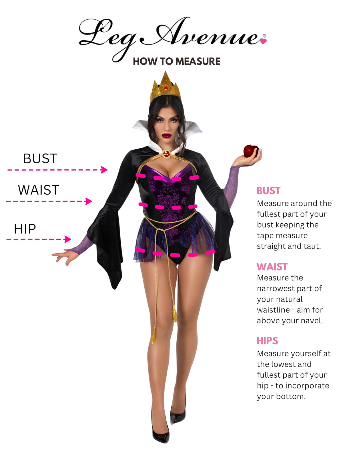 Leg Avenue Womens 4 Pc Poison Apple Queen Halloween Costume for Women, Black/Purple, X-Small