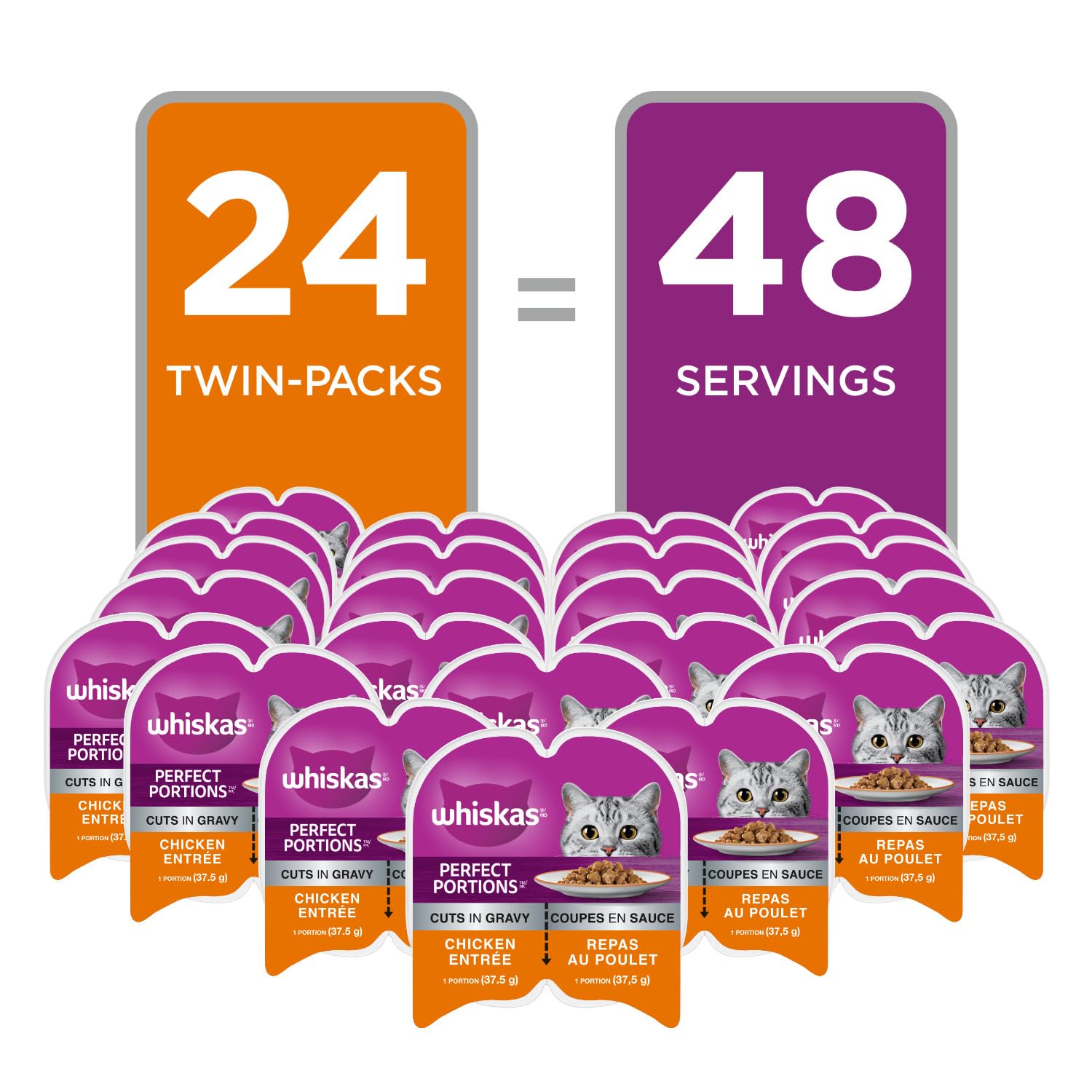WHISKAS Perfect PORTIONS Kitten Wet Cat Food, Chicken Flavour, 75g whiskas