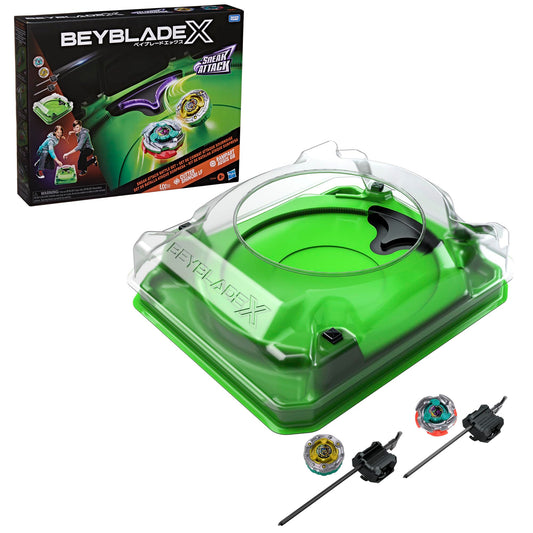 Beyblade X Sneak Attack Battle Set with Beystadium Arena, Rampart Aegis GB & Cutter Shinobi LF, 2 Right-Spinning Takara Tomy Battling Tops Game Toys, 2 Launchers, Ages 8+