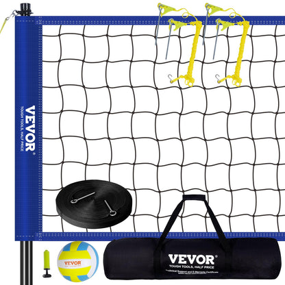 VEVOR Outdoor Portable Volleyball Net System, Adjustable Height Steel Poles, Professional Volleyball Set with PVC Volleyball, Pump, Carrying Bag, Heavy Duty Volleyball Net for Backyard, Beach, Lawn VEVOR