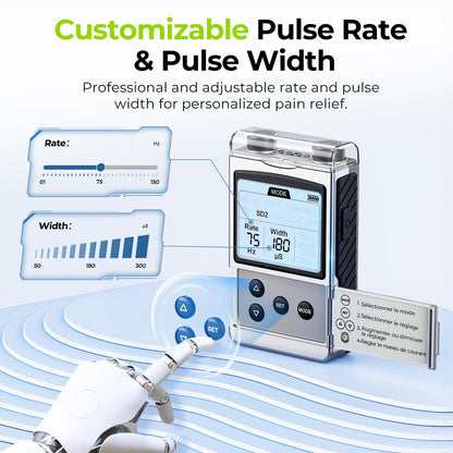 AUVON Rechargeable TENS Machine EMS Muscle Stimulator, Digital TENS Unit with 8 Customizable Modes, Electronic Massager for Sciatica, Shoulder & Back Pain Relief, 12 Pads, A Carry Case - Available at All In One Marketplace Canada