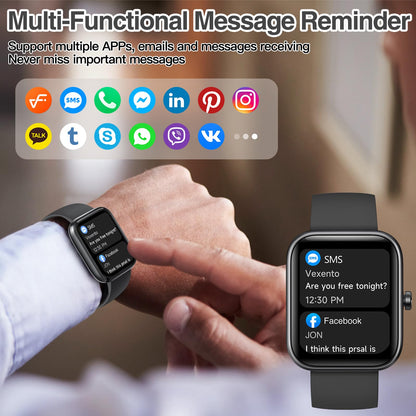 Smart Watch for Men Women with Bluetooth Call,Alexa Built-in Smartwatch,1.83"DIY Dial Fitness Watch with Sleep Heart Rate SpO2 Monitor,100+ Sport Mode,IP68 Waterproof Watch Compatible with Android iOS - Available at All In One Marketplace Canada