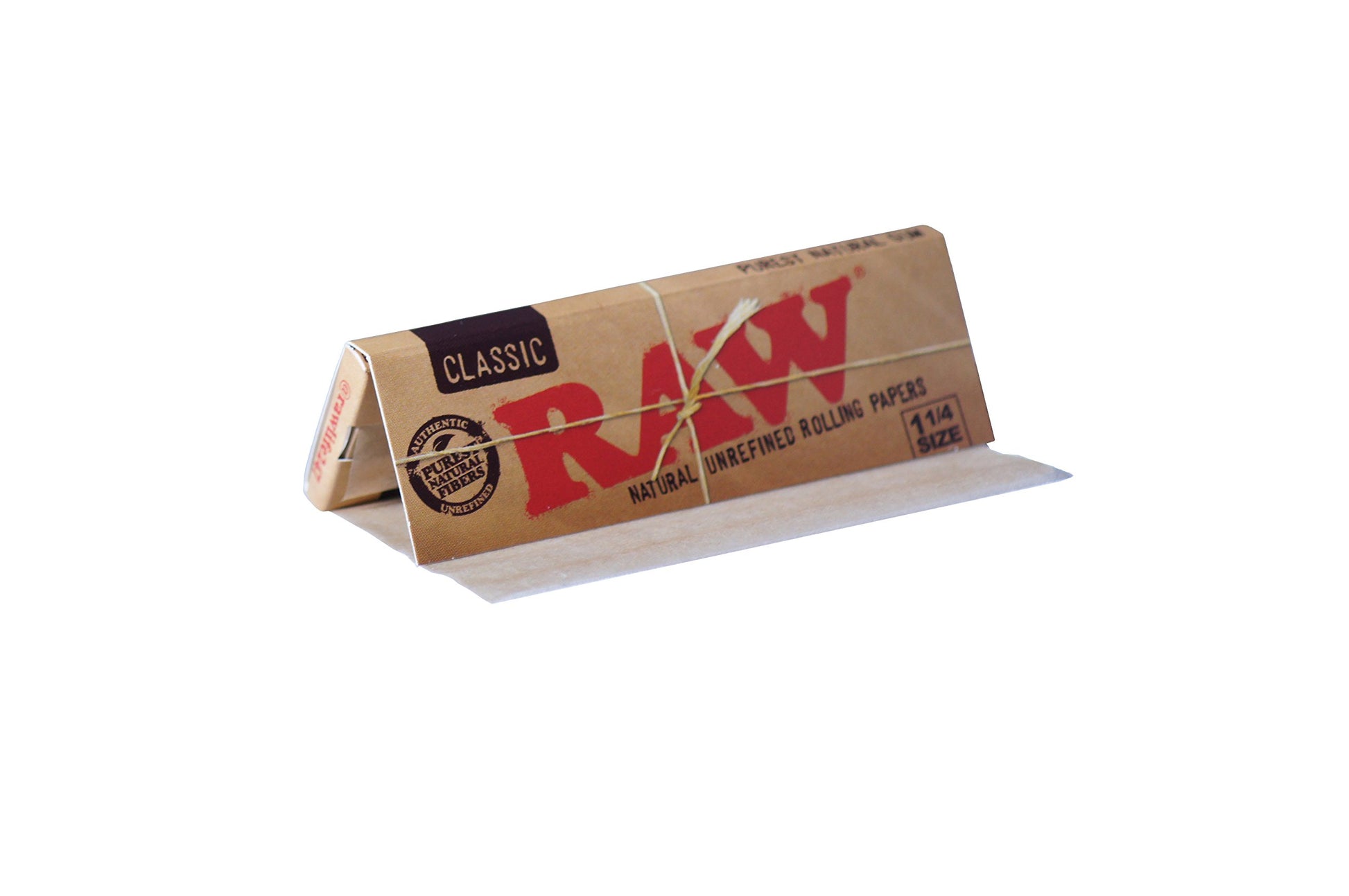 RAW Classic Unrefined Rolling Paper 1 1/4 Size - 24 Packs of 32 Papers Each Raw