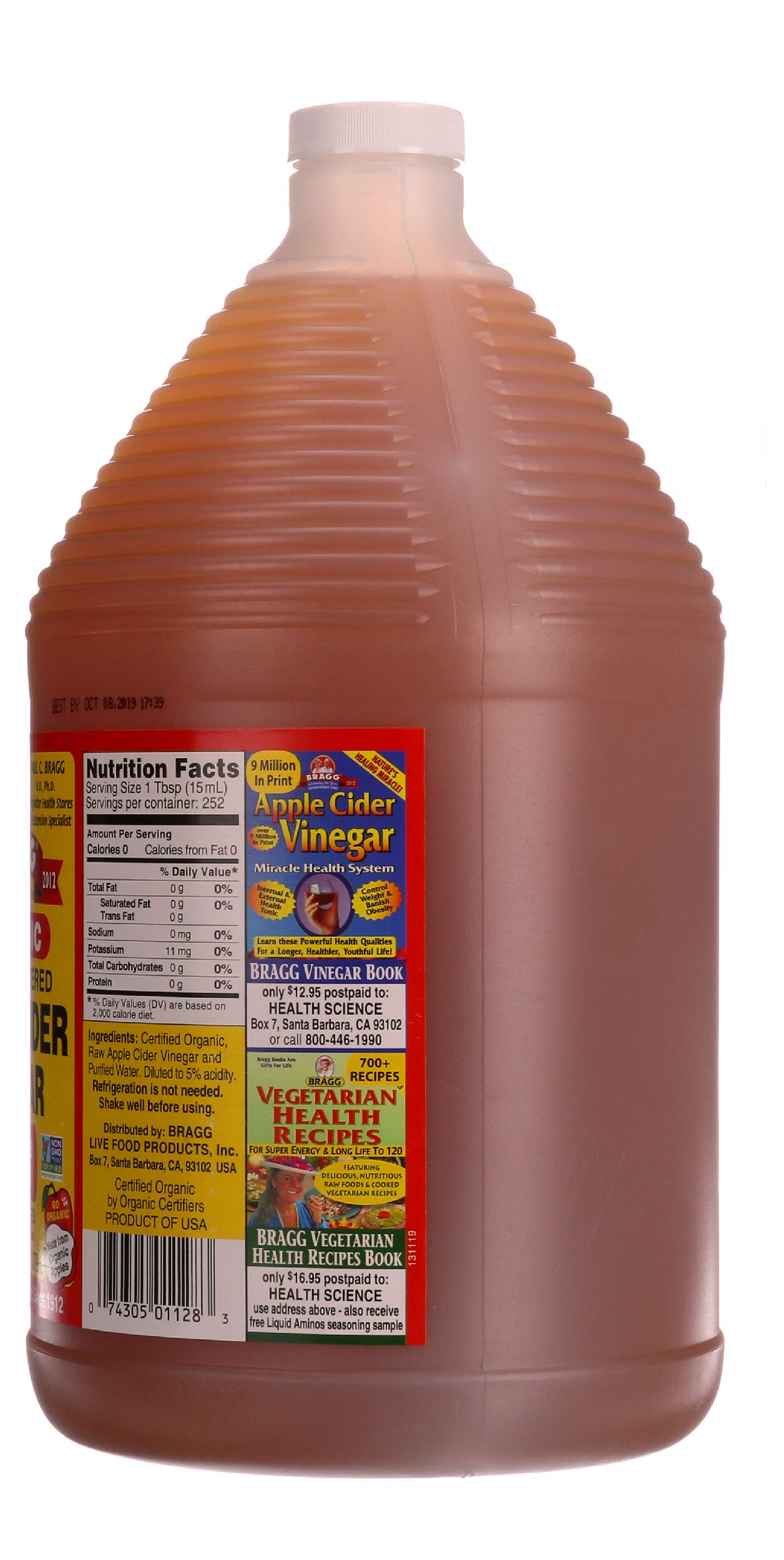 Bragg Organic Raw Apple Cider Vinegar, 128 ounces, 3.78 l (Pack of 1) Bragg