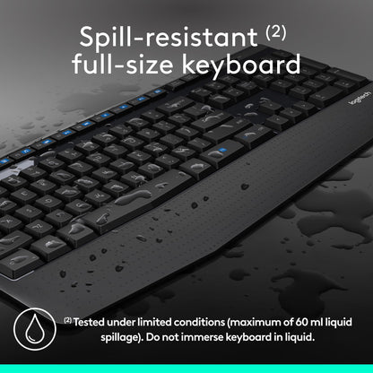 Logitech MK345 Full Size Wireless Keyboard and Mouse Combo - Black