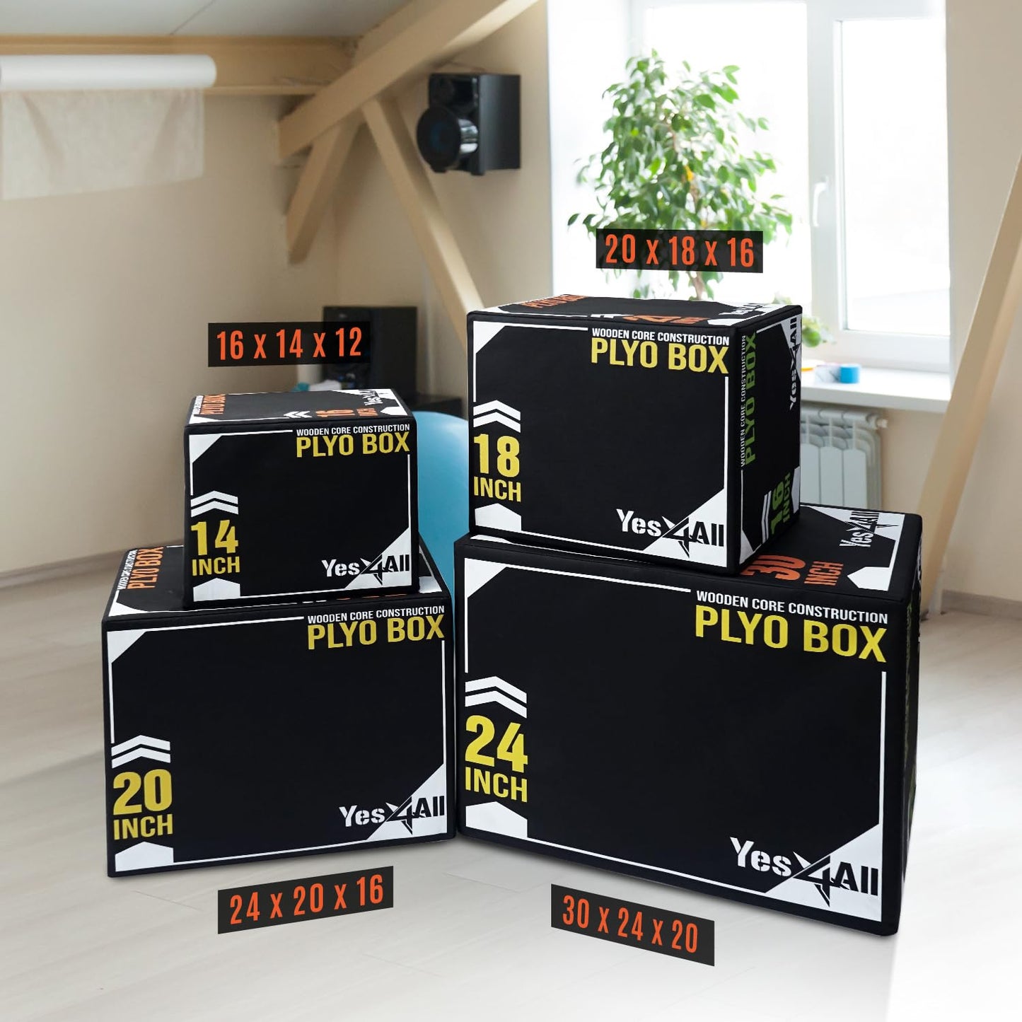 Yes4All 3 in-1 Soft Plyo Box, Model Foam Core, Wooden Core, Foam Box for Exercise, MMA, Training, Available in 4 Sizes Yes4All