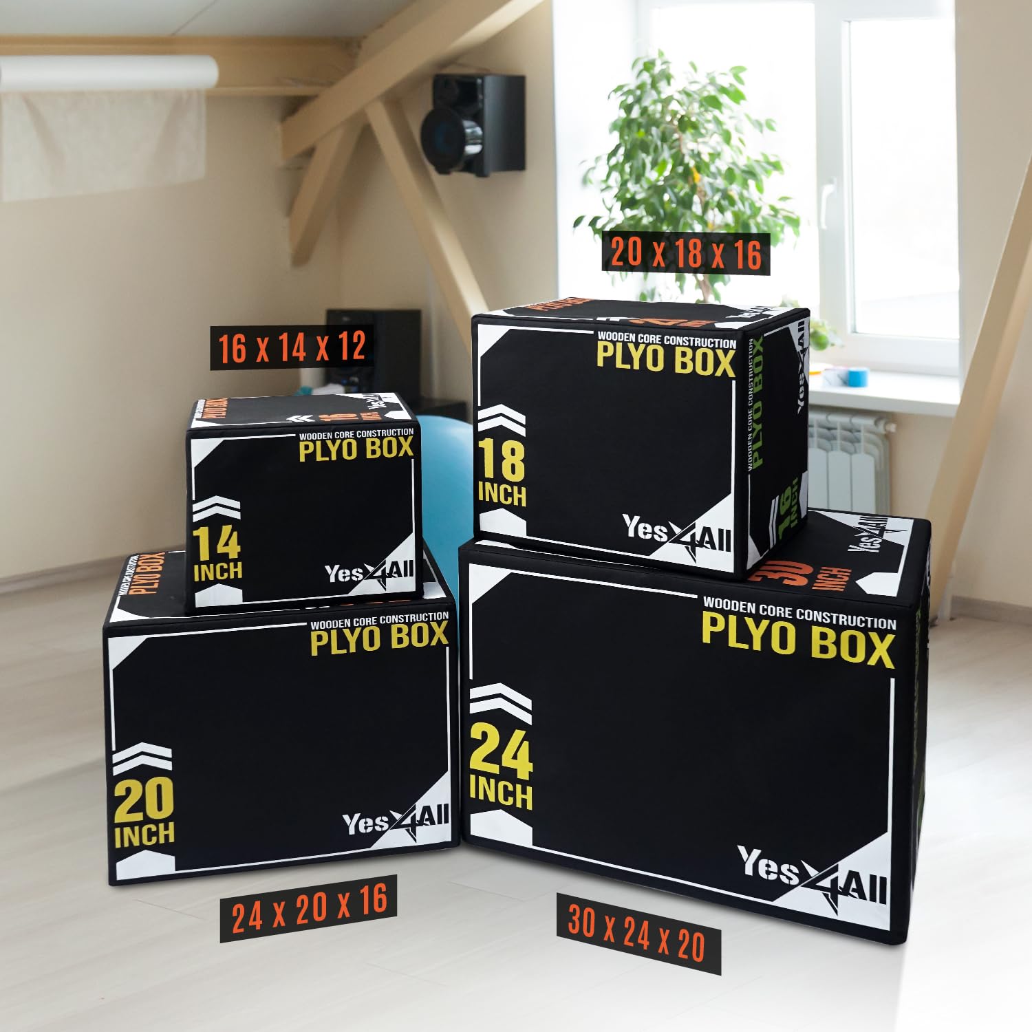 Yes4All 3 in-1 Soft Plyo Box, Model Foam Core, Wooden Core, Foam Box for Exercise, MMA, Training, Available in 4 Sizes Yes4All