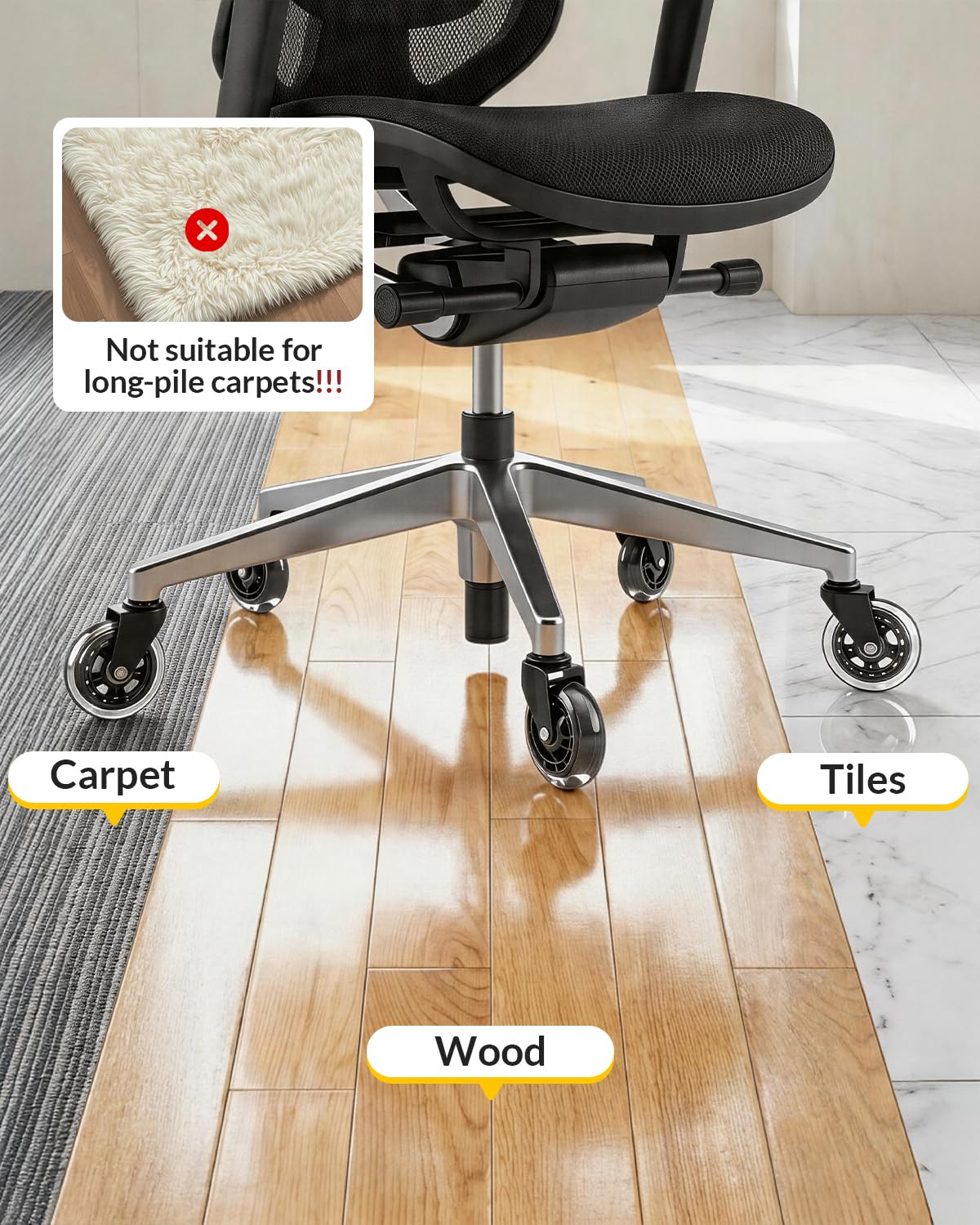 HOLKIE Office Chair Wheels 11x22mm 3 Inch Desk Roller Blade Caster Replacement for Office, Rubber Rollerblade Wheels-Set of 5 for Hardwood Floors Gaming Chair Wheels Smooth & Silence Gliding - Available at All In One Marketplace Canada