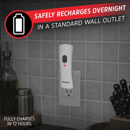 Energizer Weatheready Rechargeable Compact Handheld Light, Plug-in Rechargeable LED Light, Automatic Turn-On Emergency Flashlight, Built-in Rechargeable Battery Included, 3 Count