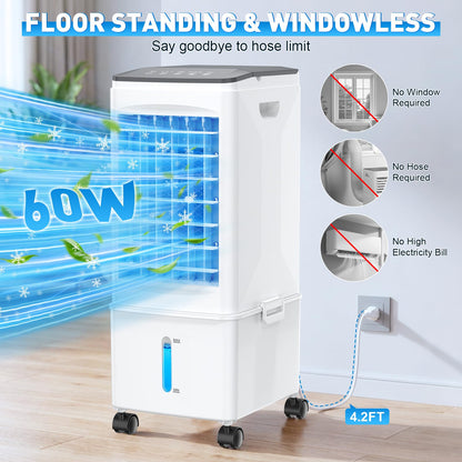 Portable Air Conditioner, 9.5L Portable AC Unit, 24H Fast Cooling, 3 Speeds Cooling Fan, Quiet Air Conditioner Portable w/7H Timer & Remote, Evaporative Air Cooler for Bedroom Home Office - Available at All In One Marketplace Canada