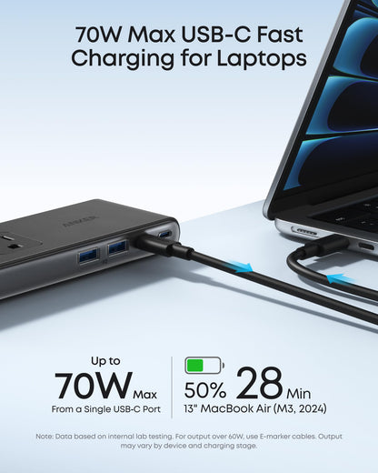 Anker Nano Power Strip, Desk Clamp with 1500J Surge Protector, 5ft Extension Cord, 70W Max Gaming Desk Accessories, 6 AC, 2 USB A, 2 USB C, Home Office Essentials, Fit 0.6~1.8'' Tabletop Edge (Black) - Available at All In One Marketplace Canada