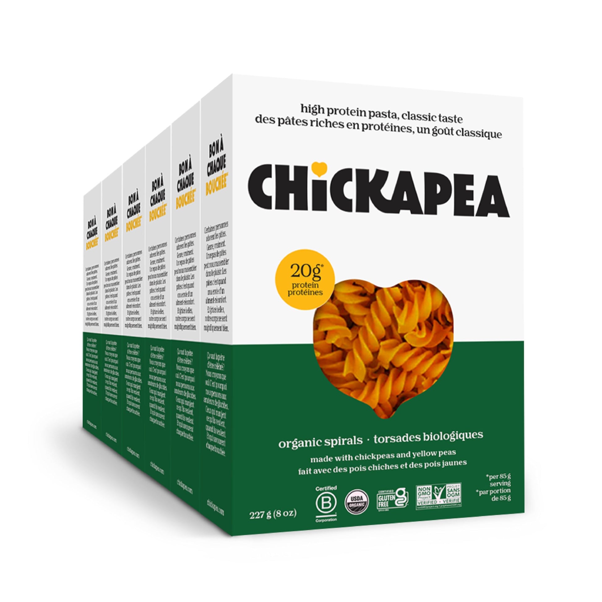 Chickapea Organic Chickpea Pasta Spirals - 227g (6-Pack)