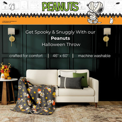 Franco Collectibles Peanuts Halloween Bedding Super Soft Cozy Plush Throw, 46 in x 60 in, (Officially Licensed Product)