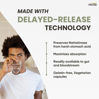 Herba Nattokinase Supplement 2000 FU – 100mg, 120 Delayed Release Capsules | Helps to Support Heart Health | Made in Canada - Available at All In One Marketplace Canada