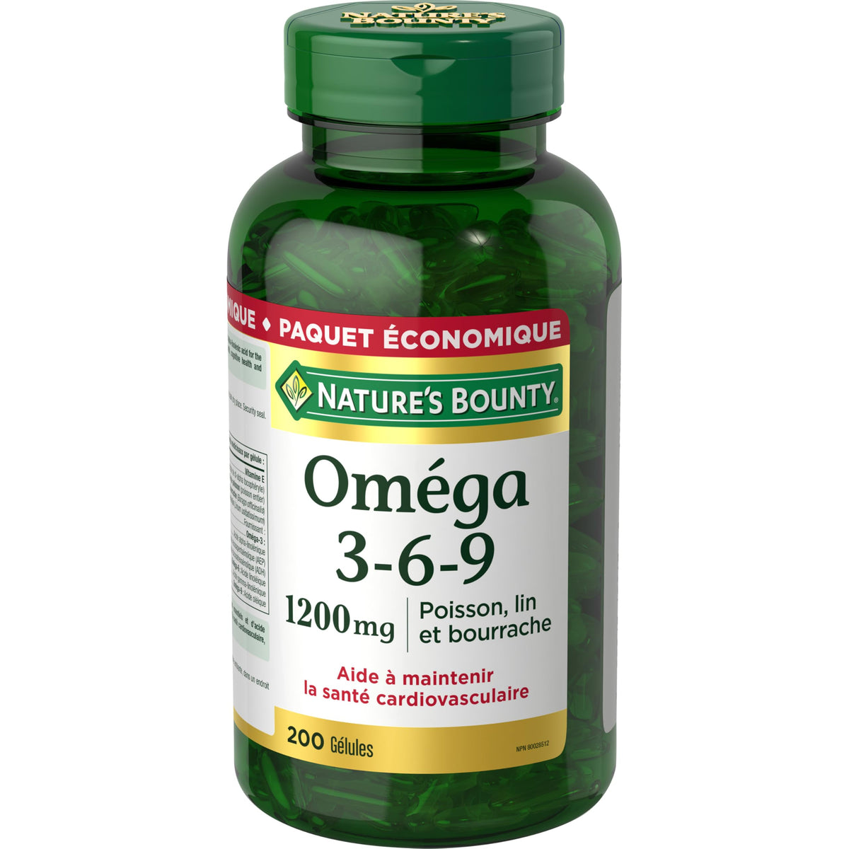 NATURE'S BOUNTY Omega 3-6-9, 1200 mg Fish, Flax & Borage, 200 Softgels