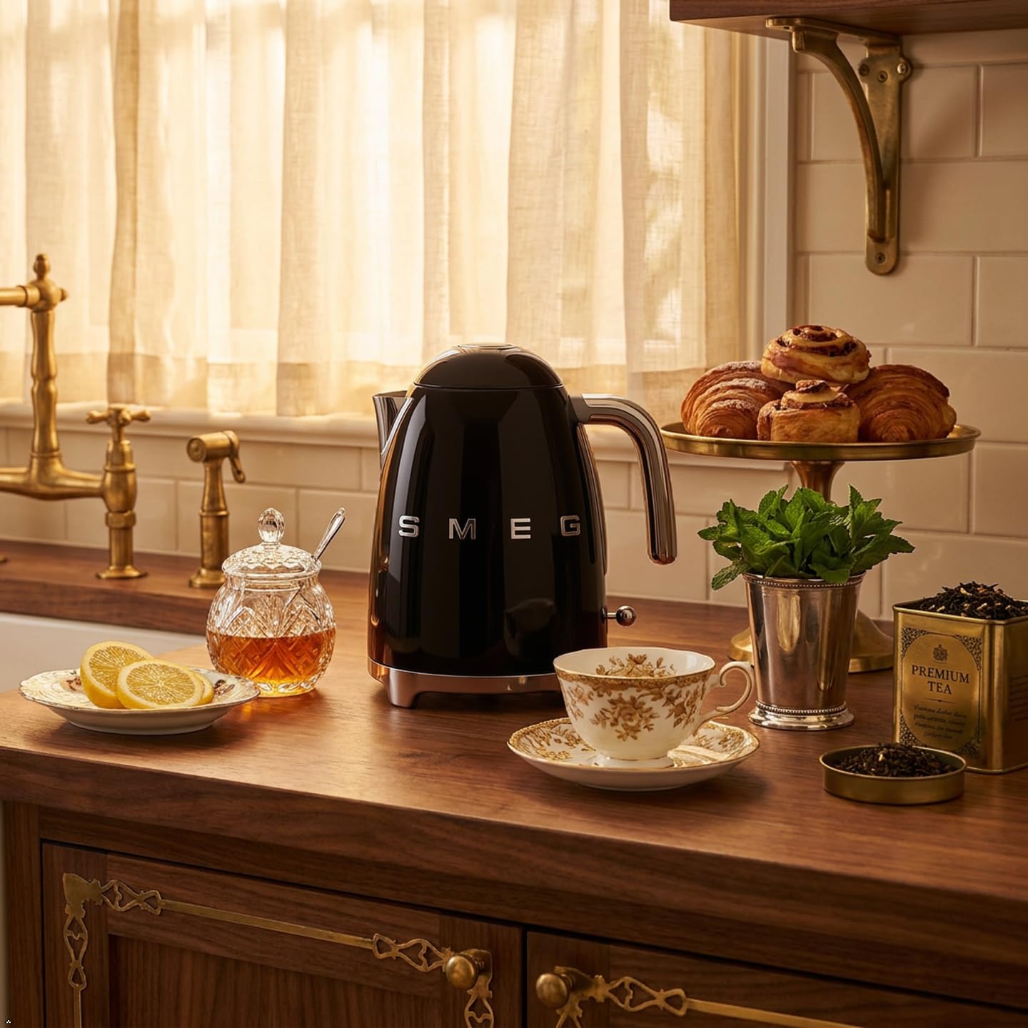 Smeg 50's Retro Style Kettle, 1.7L, 7 Cups, Automatic Shut Off, Black, KLF03BLUS Smeg