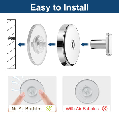 pickpiff Suction Cup Hooks for Shower: 15 LB Strong Wall Hanger for Bathroom, Front Door, Glass, Window, RV, Holder for Towel, Christmas Wreath, Coat, Loofah, Waterproof & Reusable, Silver 4-Pack 🍁 All In One Marketplace Canada
