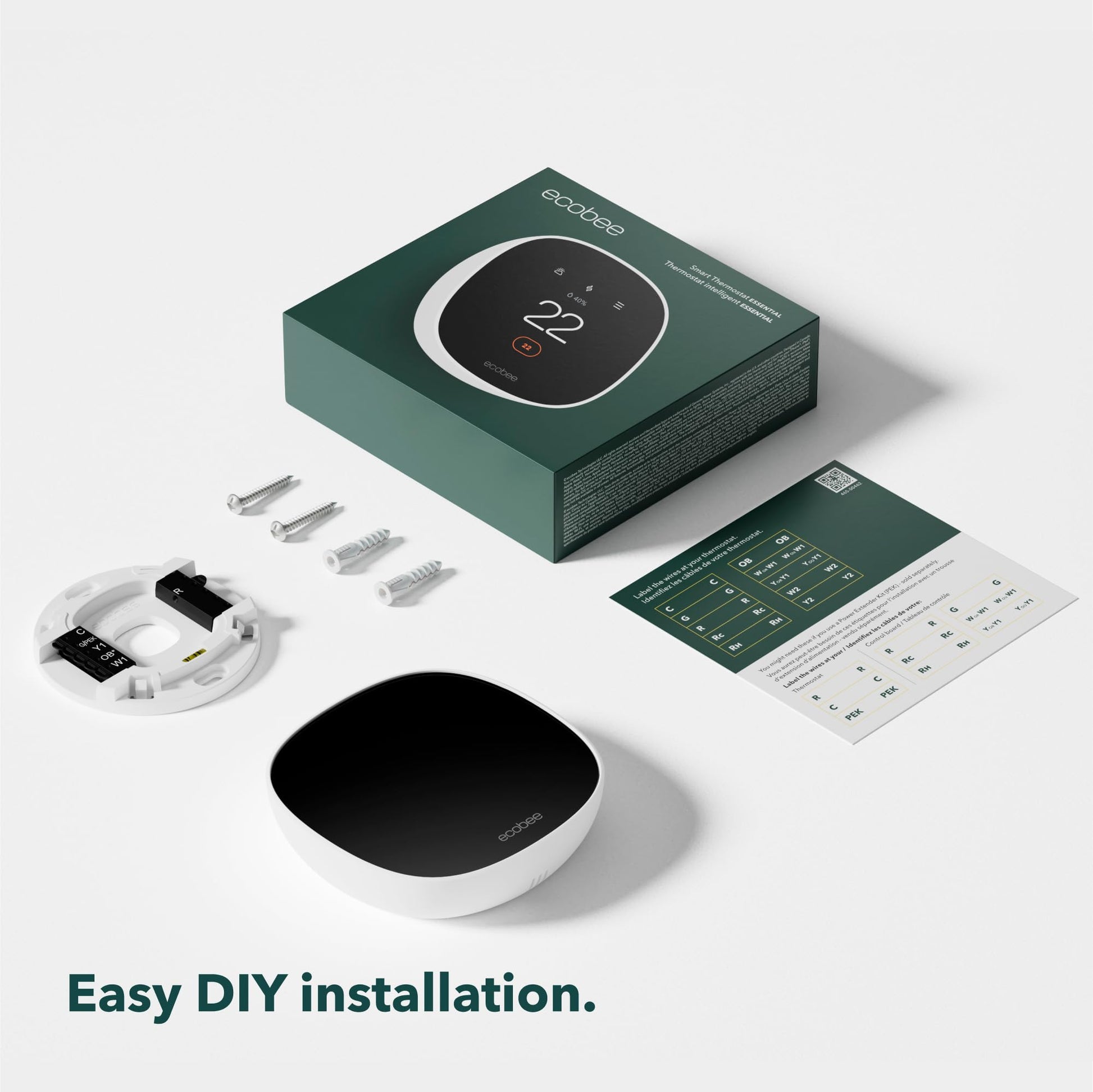 NEW 2025 ecobee Smart Thermostat Essential - Energy Star Certified programmable Wi-Fi Thermostat - Works with Siri, Alexa, and Google Assistant