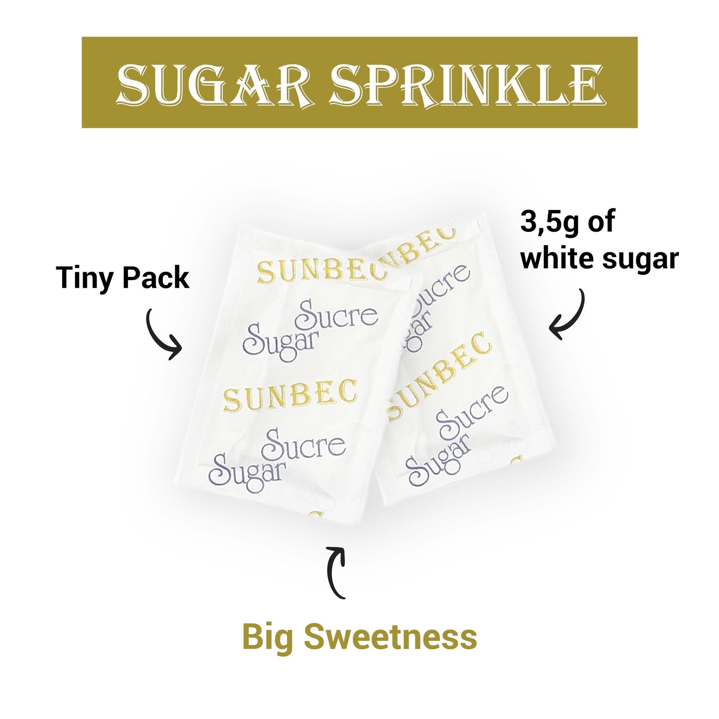 SUNBEC Sugar Sachets, 1000 Pack (3.5kg) – Pure Cane Sugar Single-Serve Packets for Beverages and Baking