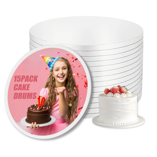 15 Pack Cake Drums 12Inch, 1/2" Thick Cake Boards, Round Corrugated Cardboard Cake Base for Wedding Birthday Party, Sturdy Base para Pastel White Cake Decorating Supplies 🍁 All In One Marketplace Canada