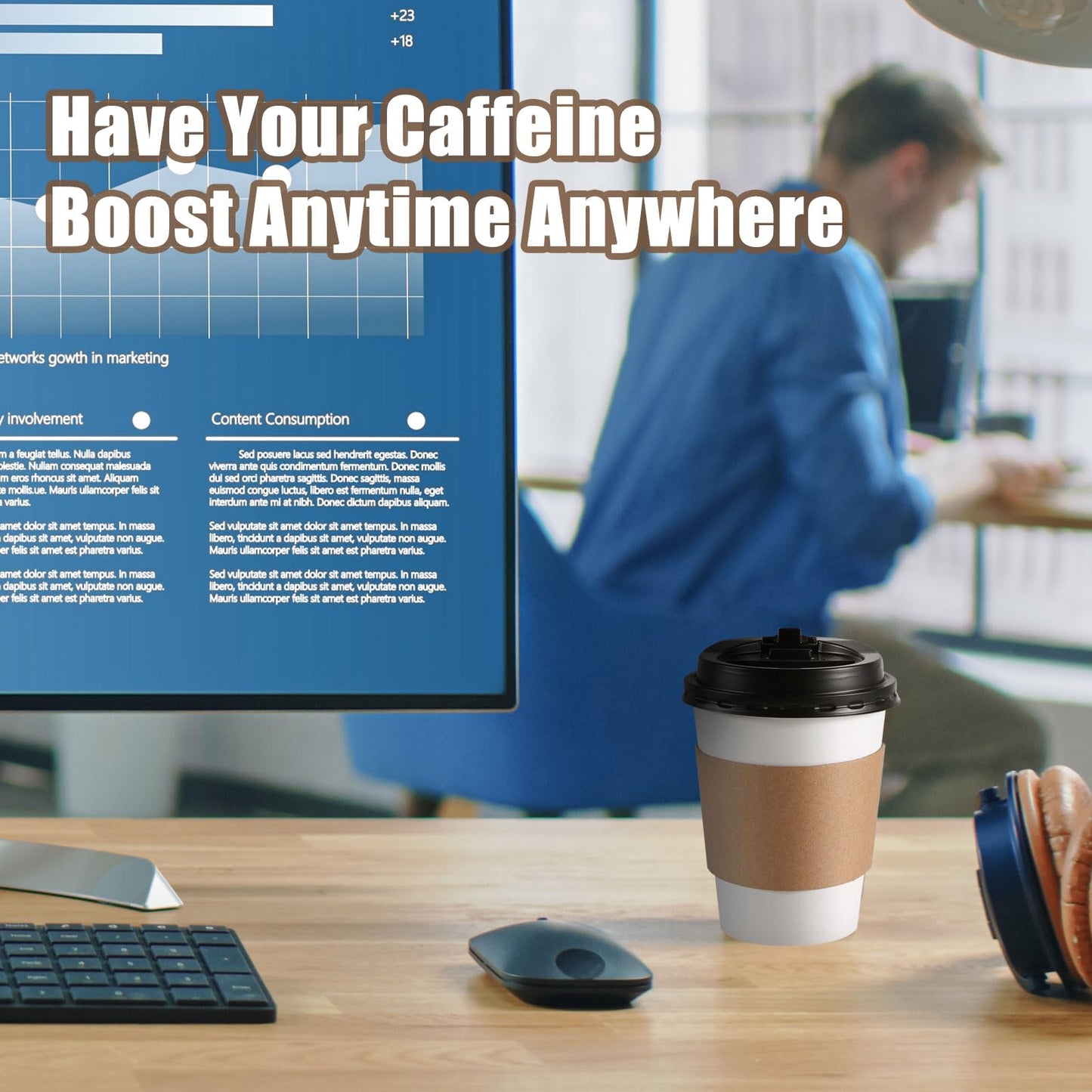 120 Pack Paper Coffee Cups Disposable Paper Party Cups Bulk to Go Hot/Cold Beverage Drinking Cups with Lids, Sleeves, Straws Paper Cups Bundle for Party Travel Home Restaurant Cafe (White, 12 oz) - Available at All In One Marketplace Canada