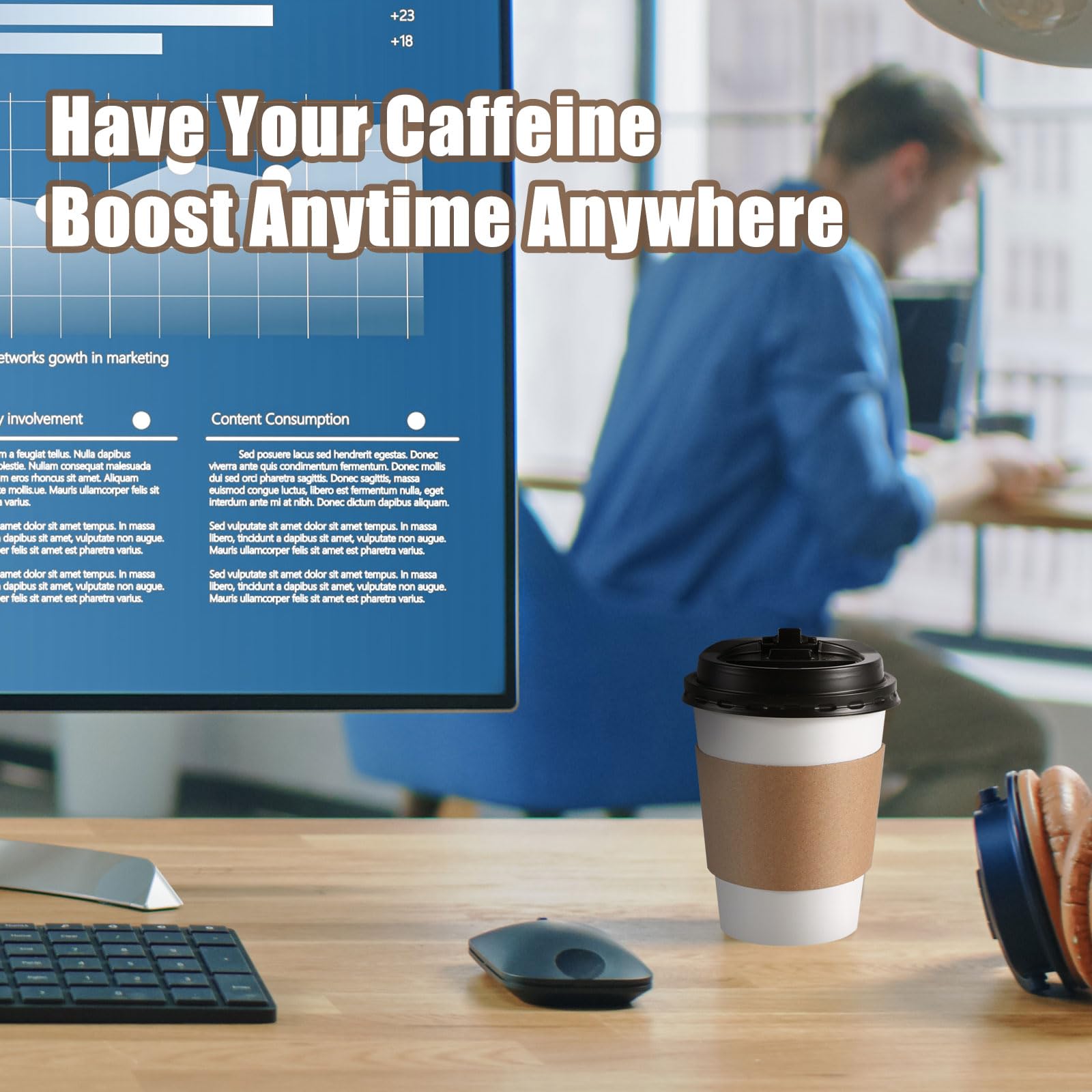 120 Pack Paper Coffee Cups Disposable Paper Party Cups Bulk to Go Hot/Cold Beverage Drinking Cups with Lids, Sleeves, Straws Paper Cups Bundle for Party Travel Home Restaurant Cafe (White, 12 oz) - Available at All In One Marketplace Canada