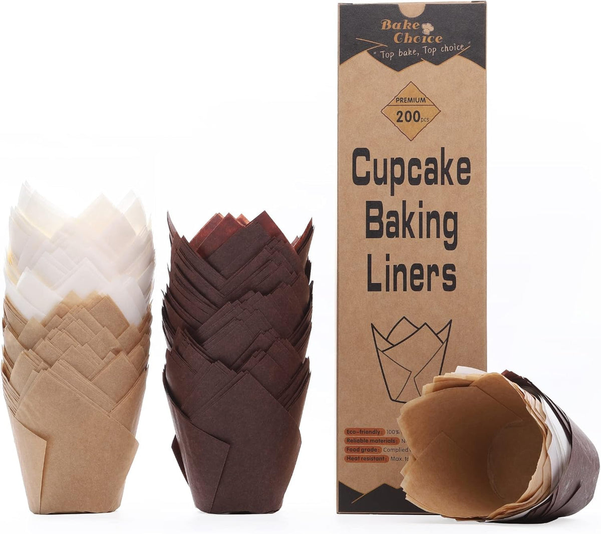 Bake Choice 200pcs Tulip Cupcake Liners, Standard Size, Mix Color 🍁 All In One Marketplace Canada