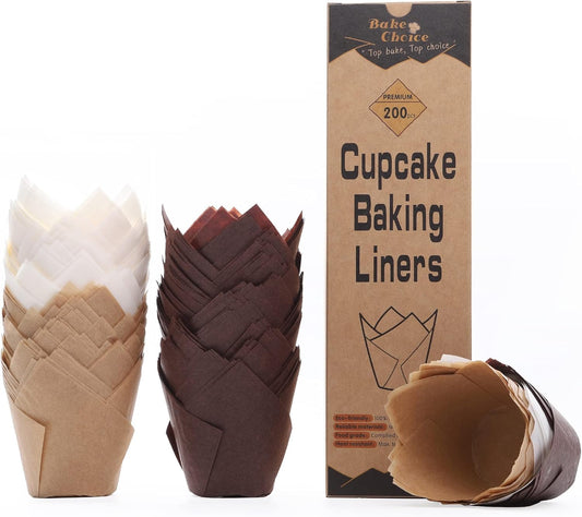 Bake Choice 200pcs Tulip Cupcake Liners, Standard Size, Mix Color 🍁 All In One Marketplace Canada