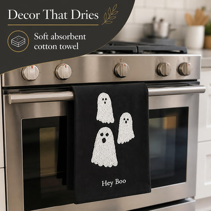 Mud Pie Halloween Bead Towel, Ghost, 26" x 14"