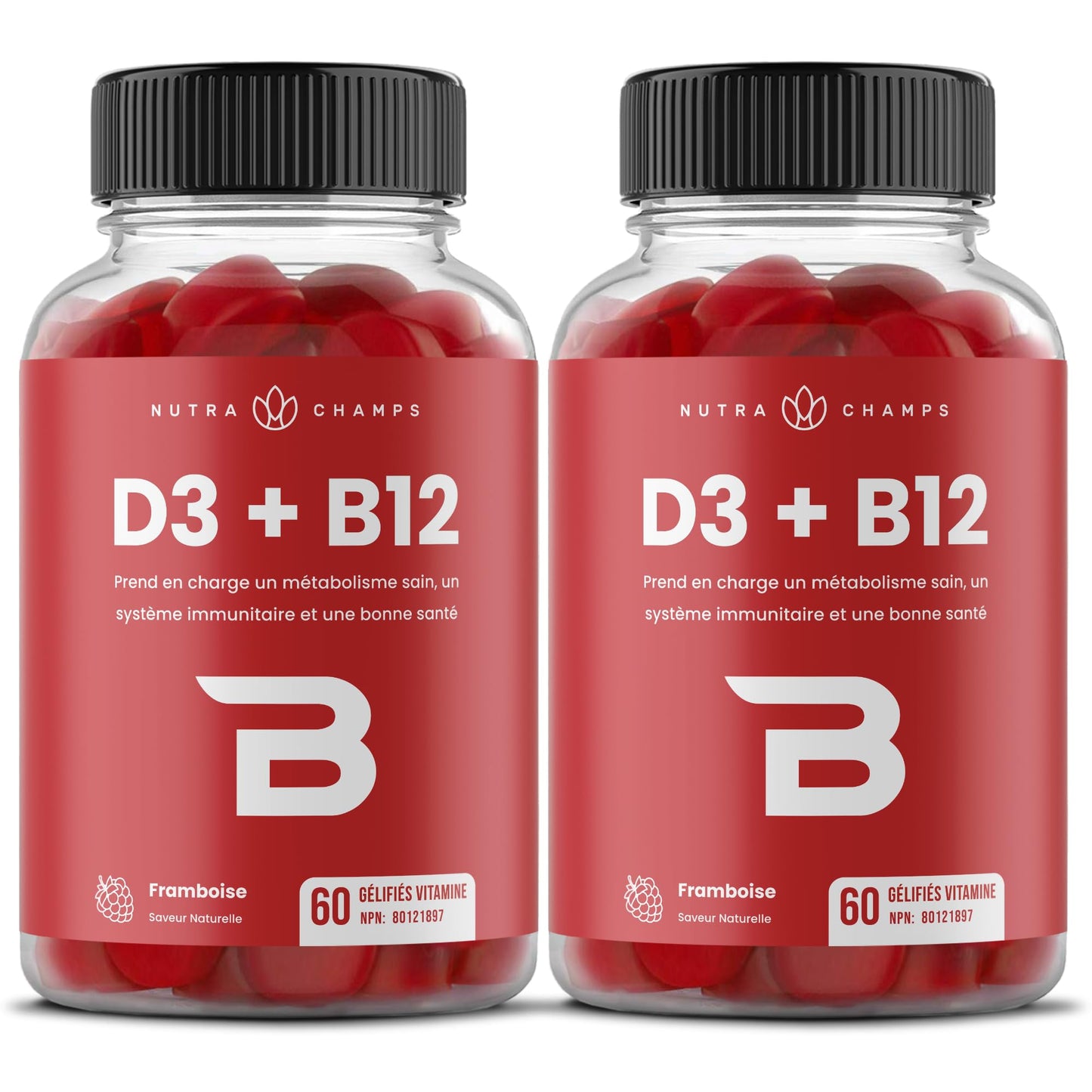 Vitamin D3 1000 IU + B12 1000mcg Per Serving | Chewable Vitamins B & D Gummies for Adults, Kids, Women & Men | Enhanced With Folate for Energy & Immunity | 120 Gummies - Available at All In One Marketplace Canada