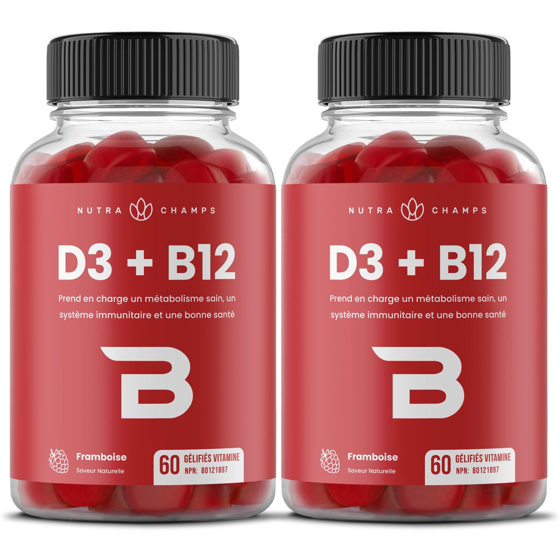Vitamin D3 1000 IU + B12 1000mcg Per Serving | Chewable Vitamins B & D Gummies for Adults, Kids, Women & Men | Enhanced With Folate for Energy & Immunity | 120 Gummies - Available at All In One Marketplace Canada