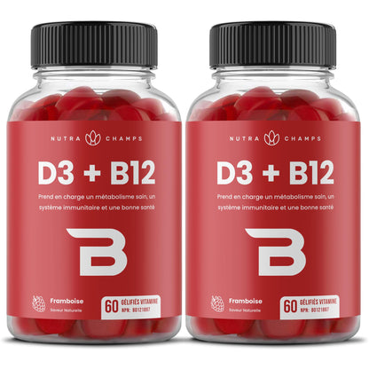 Vitamin D3 1000 IU + B12 1000mcg Per Serving | Chewable Vitamins B & D Gummies for Adults, Kids, Women & Men | Enhanced With Folate for Energy & Immunity | 120 Gummies - Available at All In One Marketplace Canada