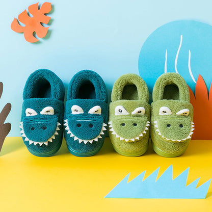 OWIF Toddler Slippers Boys Girls Kids, Dinosaur House Slippers Cute Warm Soft Fuzzy Slippers Non-slip Indoor Children Winter Toddler Shoes 🍁 All In One Marketplace Canada