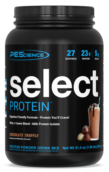 PEScience Select Protein Powder - Whey and Casein Blend, Chocolate Truffle, 27 Servings