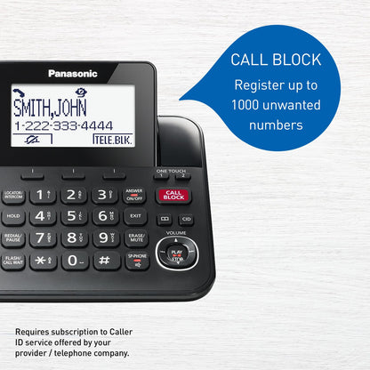 Panasonic Expandable Corded Phone System, Bluetooth Pairing for Wireless Headphones and Hearing Aids, Smart Call Block, Bilingual Talking Caller ID, 2 Handsets - KXTGF892B (Black) Panasonic