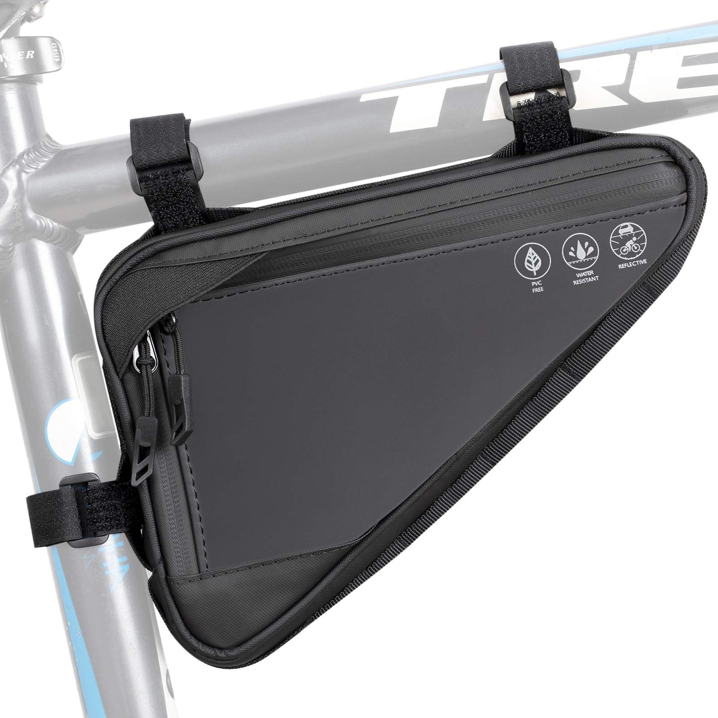 WOTOW Bike Frame Storage Bag, Water Resistant Cycling Reflective Triangle Handlebar Top Tube Bag Under Seat Pouch Strap-On Adjustable Install Position Tool Accessories Pack for Mountain Road Bike - Available at All In One Marketplace Canada