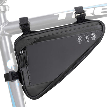 WOTOW Bike Frame Storage Bag, Water Resistant Cycling Reflective Triangle Handlebar Top Tube Bag Under Seat Pouch Strap-On Adjustable Install Position Tool Accessories Pack for Mountain Road Bike - Available at All In One Marketplace Canada