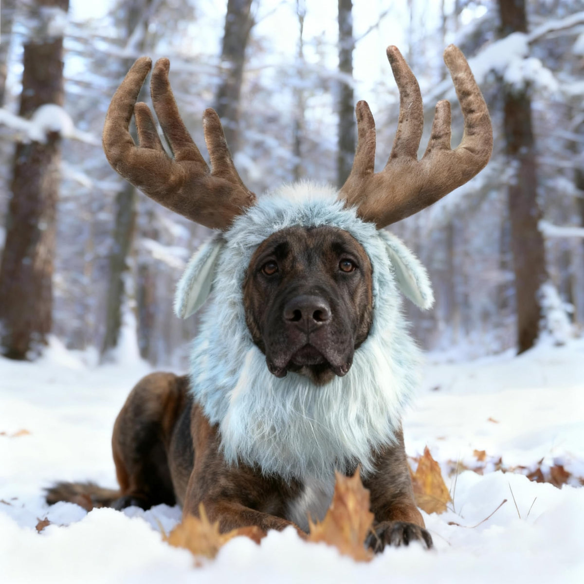Onmygogo Funny Pet Moose Costumes for Dog, Cute Furry Pet Wig for Halloween Christmas, Pet Clothing Accessories (L, Moose) 🍁 All In One Marketplace Canada
