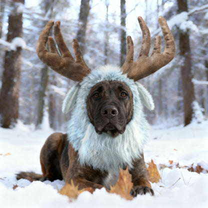 Onmygogo Funny Pet Moose Costumes for Dog, Cute Furry Pet Wig for Halloween Christmas, Pet Clothing Accessories (L, Moose) 🍁 All In One Marketplace Canada