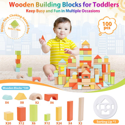 FCSONU Wooden Building Blocks for Toddlers Toys 1-3, Stacking Wooden Blocks 🍁 All In One Marketplace Canada
