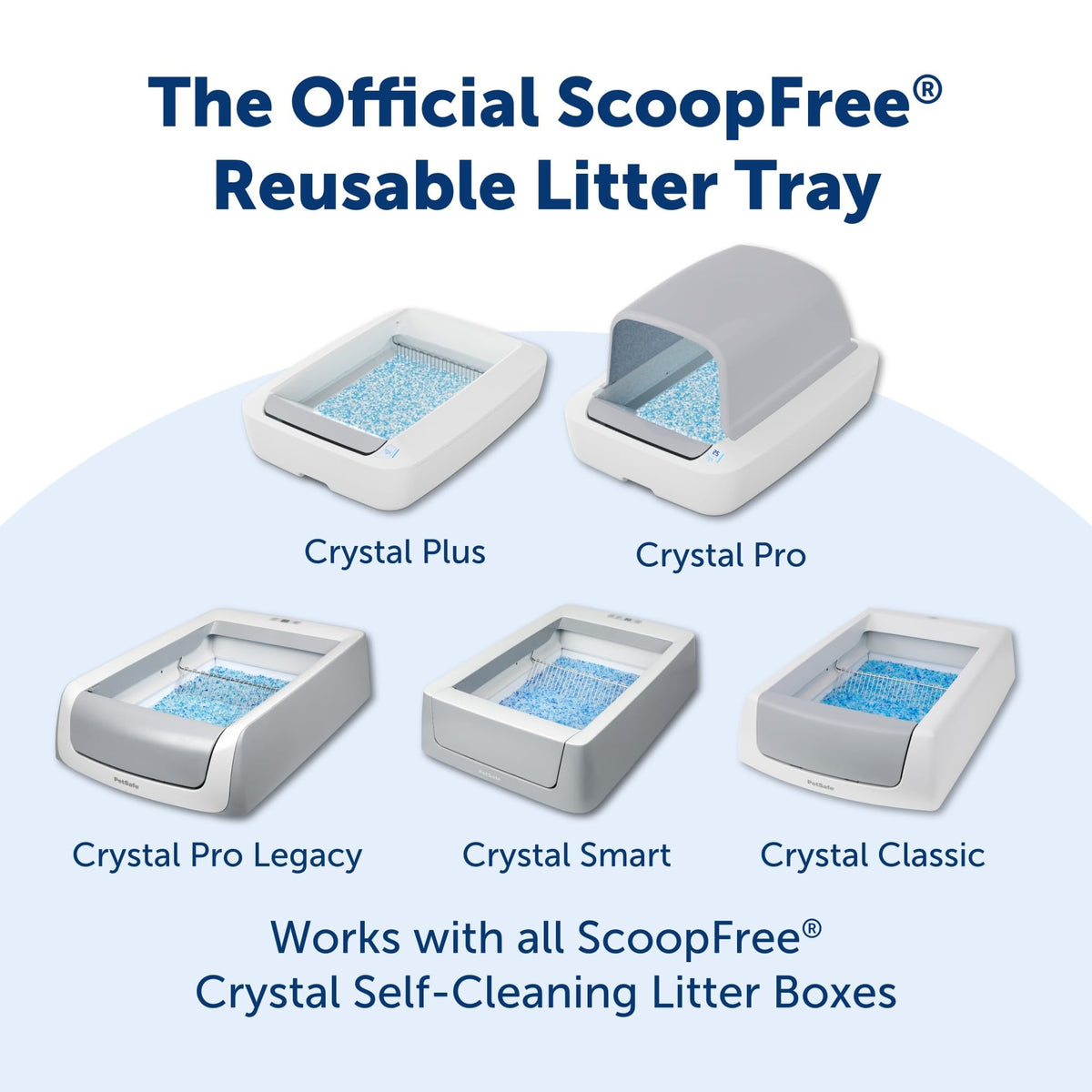 PetSafe ScoopFree Reusable Tray for Cat Litter Boxes - Includes 4.3 lb of Premium Blue Non Clumping Crystal Litter - Compatible with All PetSafe ScoopFree Automatic Self Cleaning Litter Boxes