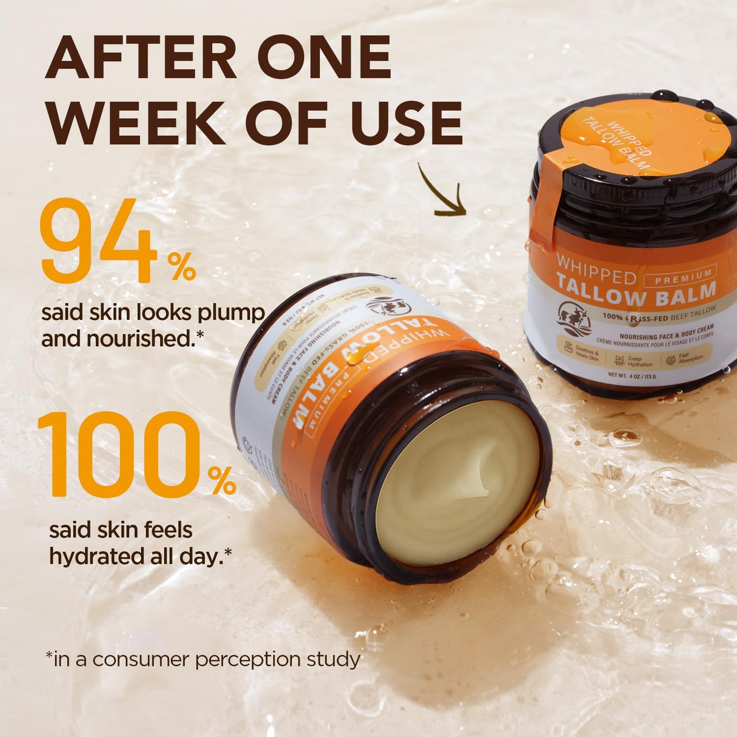 Beef Tallow Skincare Moisturizer for Face: 100% Grass-Fed Beef Tallow Balm - All Natural Tallow Face Cream Soft Smooth for Eczema and Dry Skin 4oz - Available at All In One Marketplace Canada