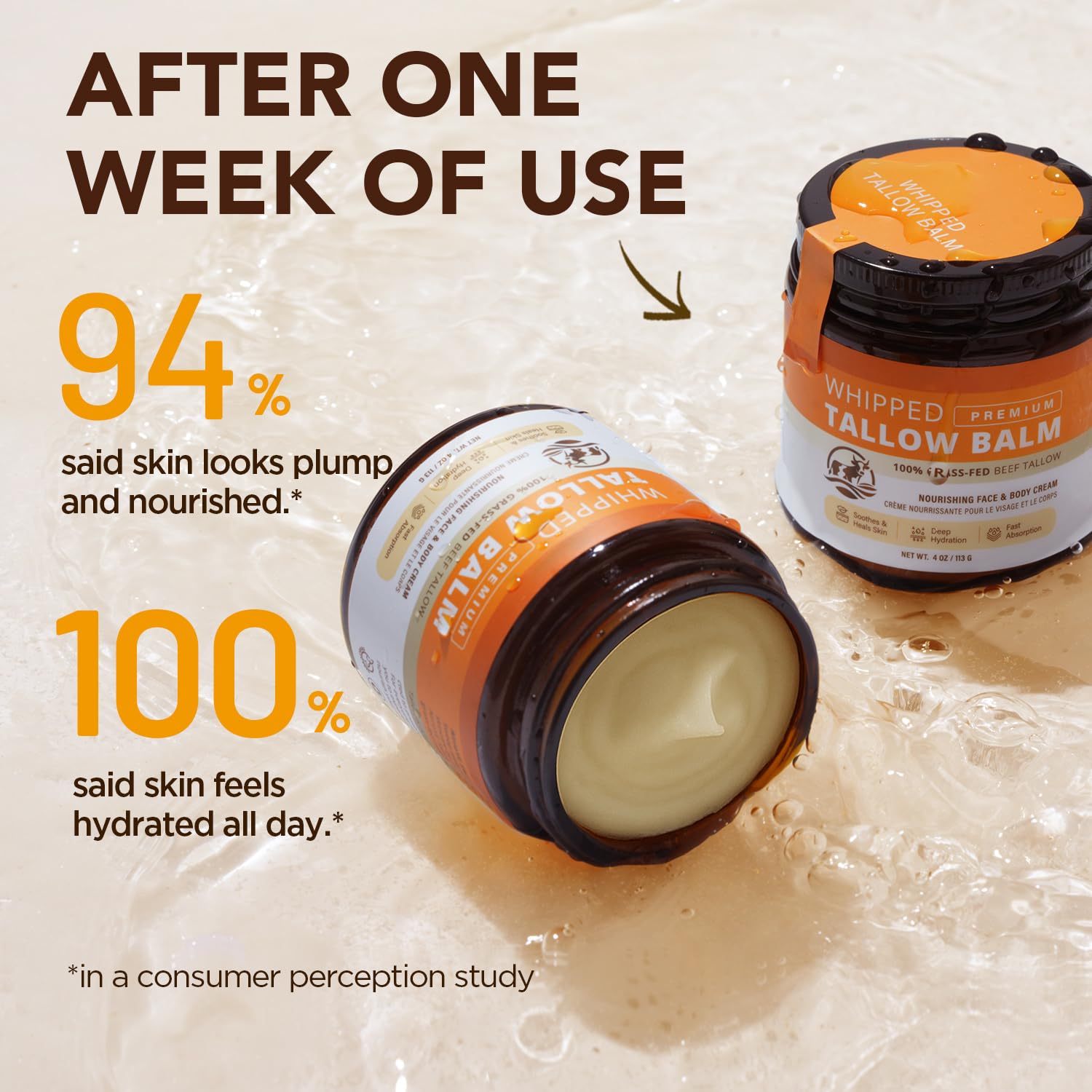 Beef Tallow Skincare Moisturizer for Face: 100% Grass-Fed Beef Tallow Balm - All Natural Tallow Face Cream Soft Smooth for Eczema and Dry Skin 4oz - Available at All In One Marketplace Canada
