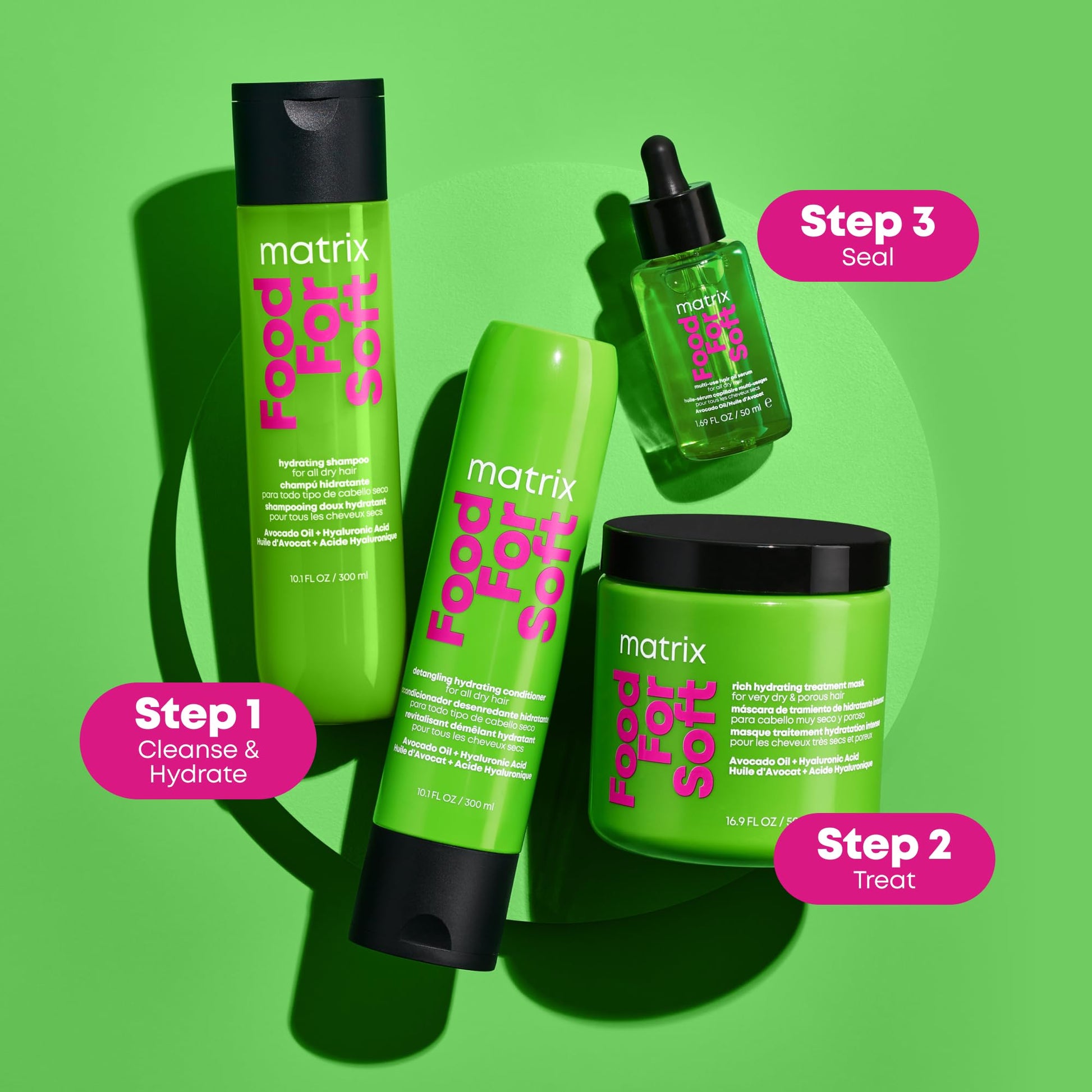 Matrix Multi-Use Hair Oil Serum for All Dry Hair, Hydrating Leave-In Treatment With Avocado Oil, Food for Soft, 50 ml - Available at All In One Marketplace Canada